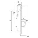 Cerradura de paleta para perfil angosto, con placa aluminio, 3 llaves de cruz.