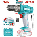 Drill Taladro Inalámbrico 3/8" 12V Impacto 0.8-10mm 25Nm 22500bpm Con batería y cargador.