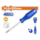 Destornillador Plano 8x200mm Vástago Redondo 40CR Magnético.