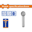 Fresa Lima Rotativa Esférica. Acero al Cromo. Vástago:6mm. Cabeza:13mm. Para motortool.