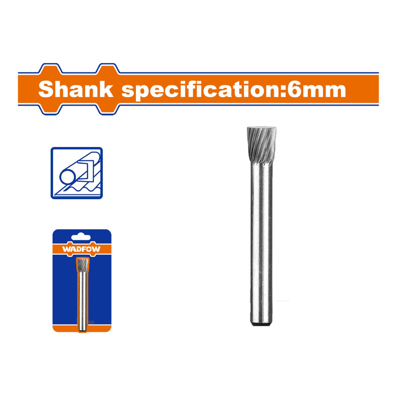 Fresa Lima rotativa Cílindrica de HSS. Vástago: 6mm. Cabeza:8mm. Para motortool.