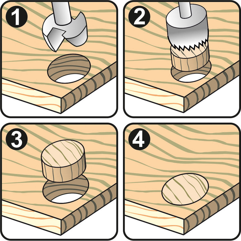 Cortador de tapones de madera y broca forstner de 35mm ( kit de 2 pzas)