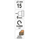 Fresa Lima Rotativa 15mm para madera Vástago 6mm. Para Motortool, Dremel