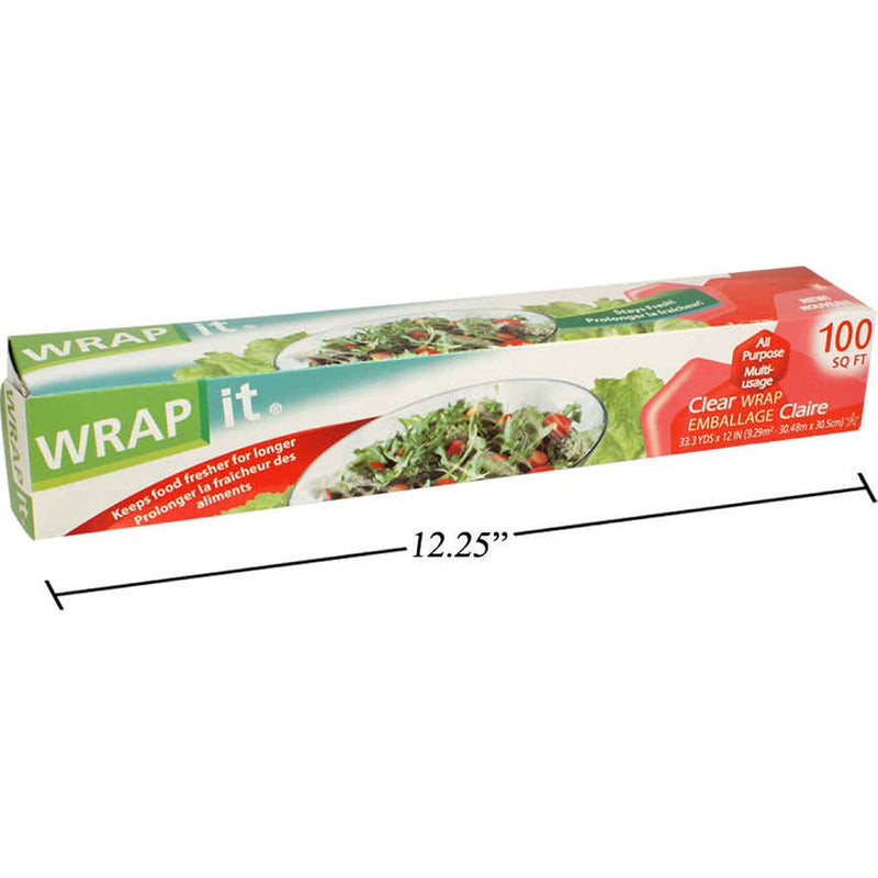 Plastico transparente para envolver alimentos de 12 "x 100 pies con cortador de metal