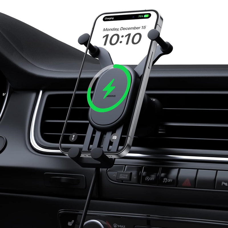 Cargador inalámbrico para automóvil, carga automática, ventilación de aire ajustable