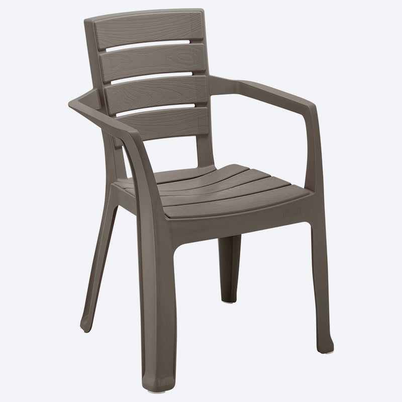 Silla plástica Barú con brazos, color mocca