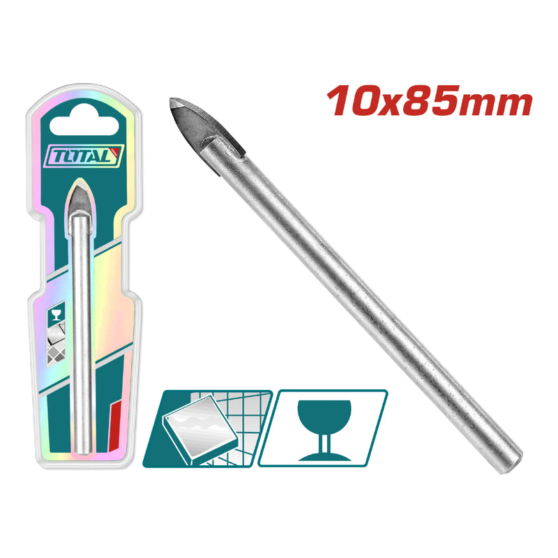 Broca de azulejo y vidrio 10x90mm. Punta de Carburo.