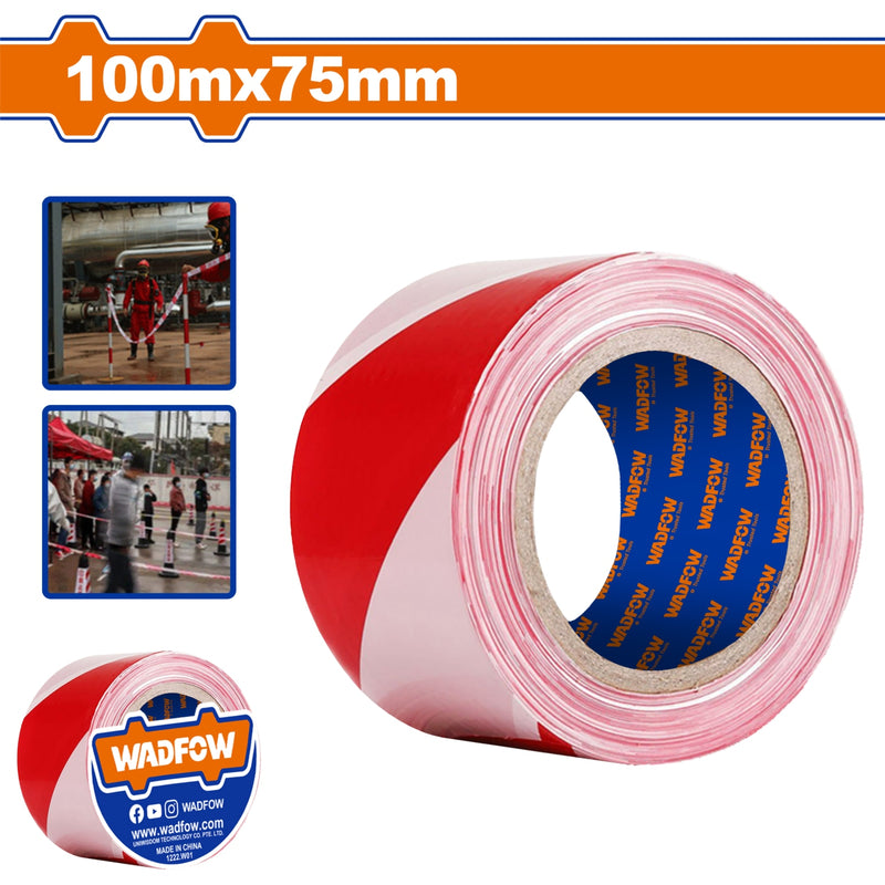 Cinta de Advertencia de Seguridad Rojo Blanco. 100mx75mm. Sin adhesión. Alta visibilidad.