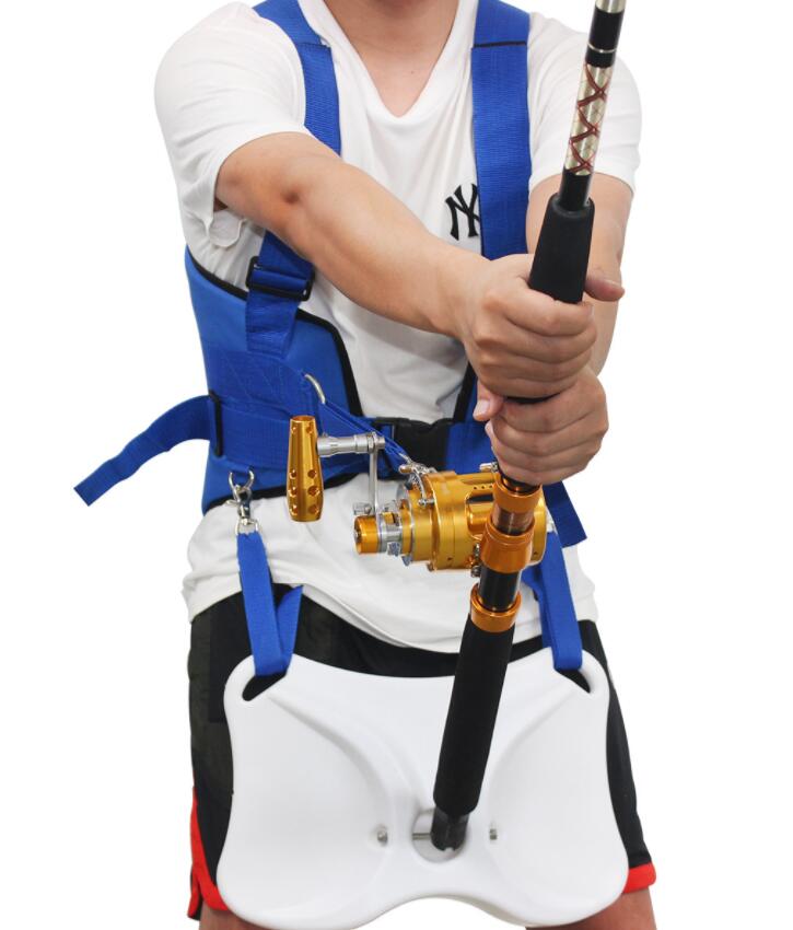 Cinturón arnés soporte de caña pesca Azul