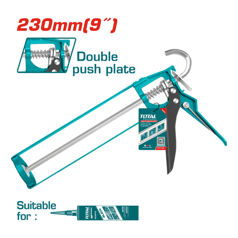 Pistola Calafateadora de 9" para usar con Silicón. Doble placa de empuje.