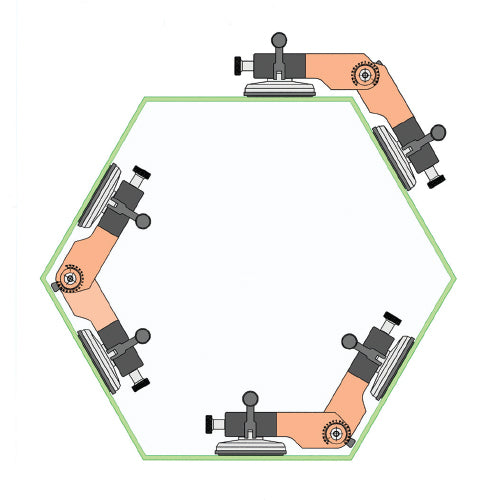 Herramienta de montaje de vidrio multiangular entre 40°-300°