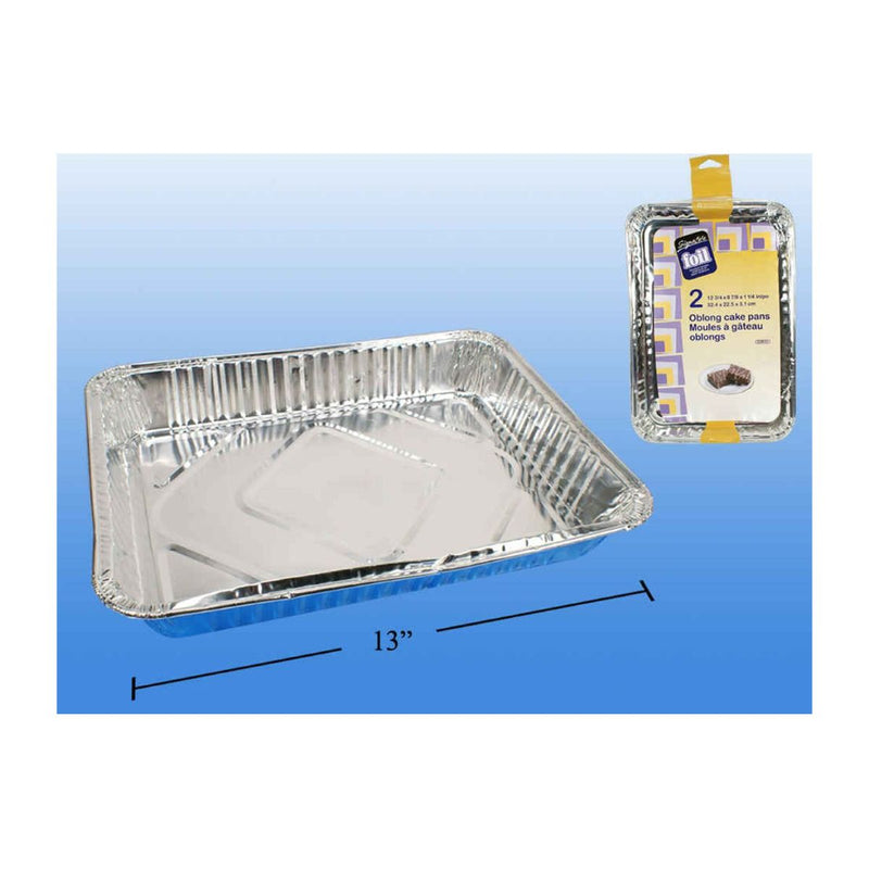 Moldes para pasteles de papel de aluminio oblongos de 2 piezas, 12-3 / 4 "x8-7 / 8" x1-1 / 4 "