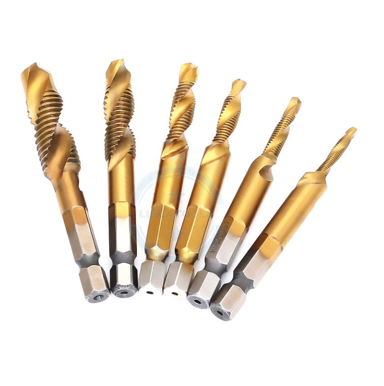 Juego 6 pzas brocas - machos 2 en 1 para perforar y roscar M3 M4 M5 M6 M8 M10 Revestidas en titanio