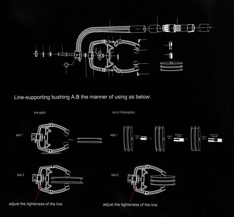Caña giratoria para carga de linea de pesca