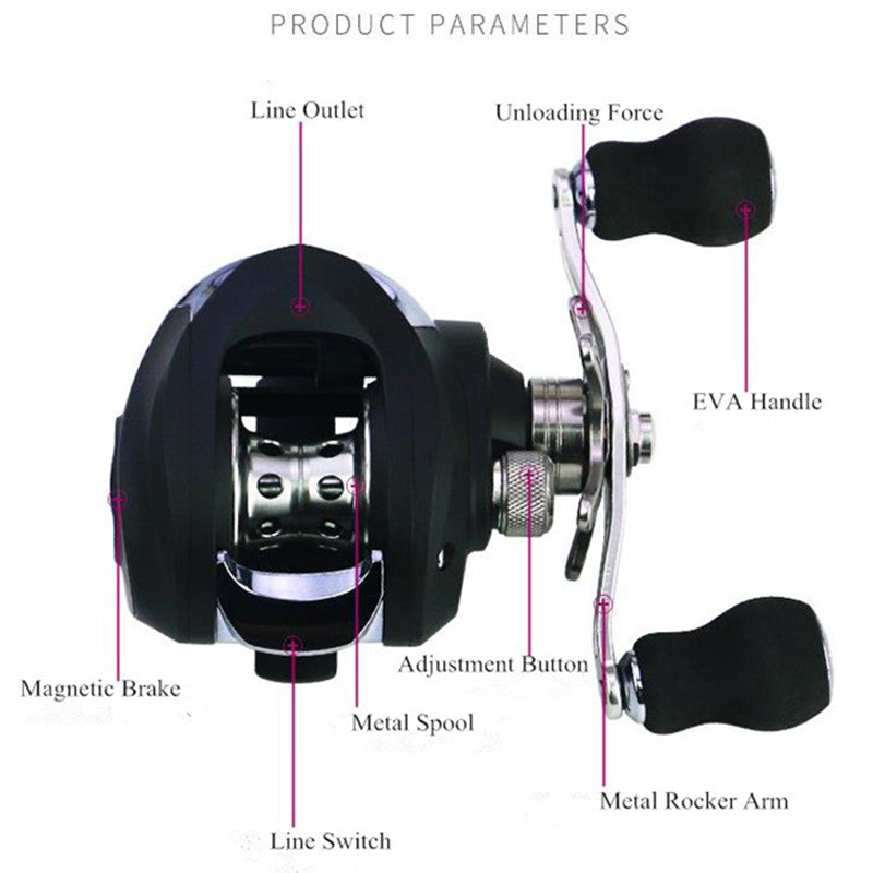 Carrete pesca Casting Zurdo freno magnético