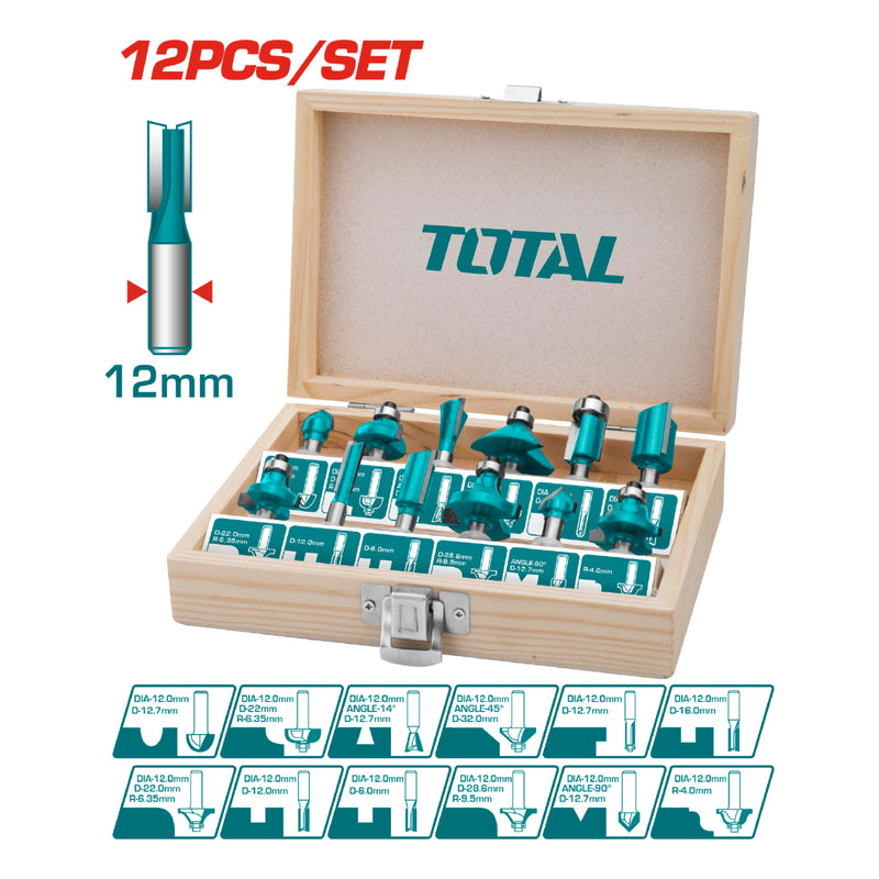 Maletin mixto de 12 pcs de puntas para router de 12mm. Alta Calidad.