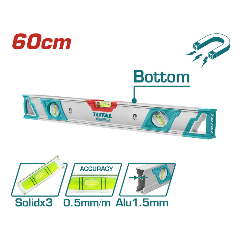 Nivel de burbuja magnetico de 60 cm en aluminio