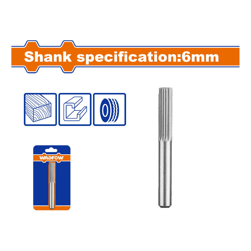 Fresa Lima Rotativa Cilíndrica Recta.Acero al Cromo. Vástago:6mm. Cabeza:13mm. Para motortool.