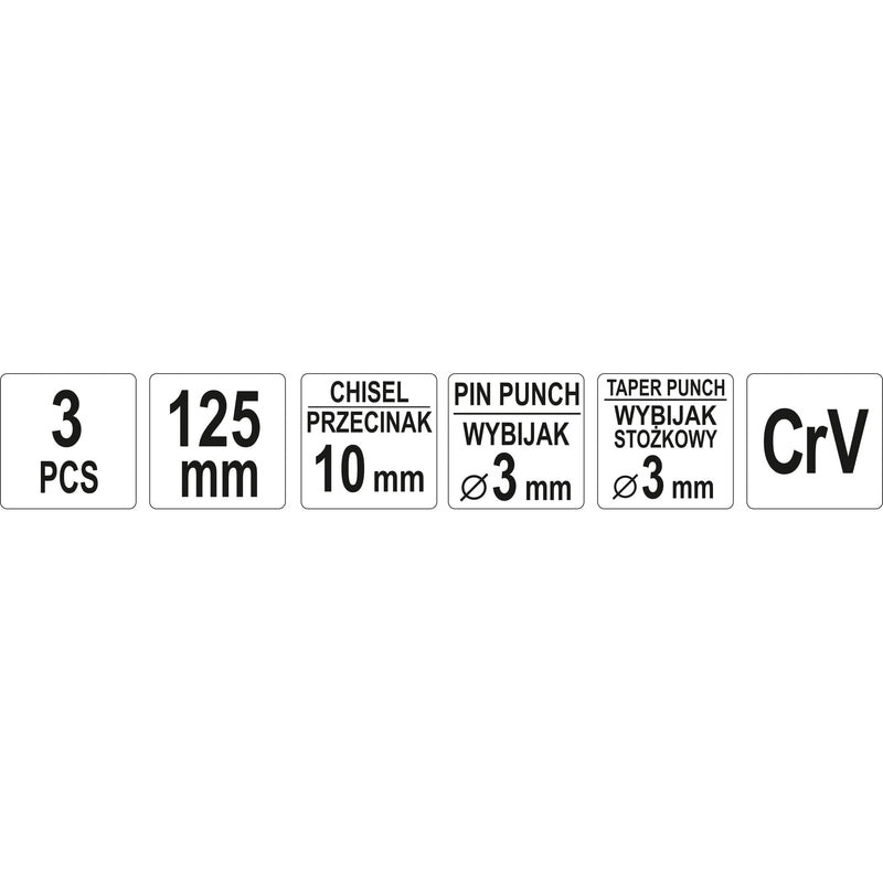 Cincel y centro punto 3 pzas