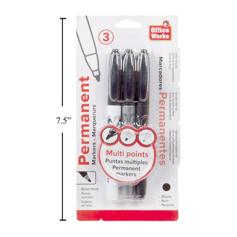 Marcadores permanentes de 3 piezas 3 tamaños de boquillas auxiliares
