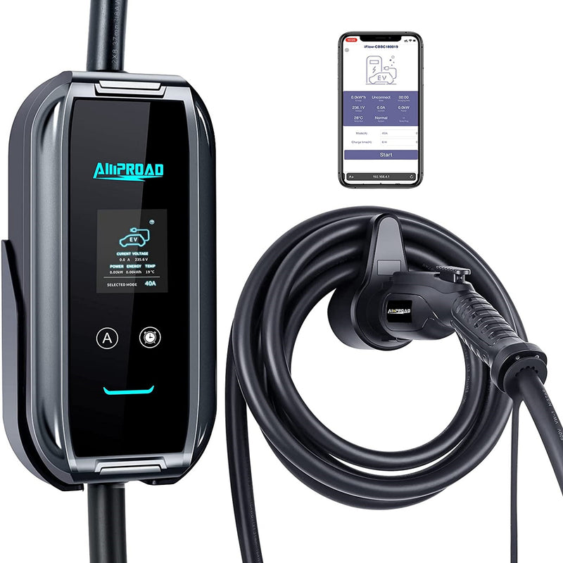 Cargador carros eléctricos Tipo1 J1772 nivel 2 10-40A 110-240V  WiFi Dual portátil o de pared