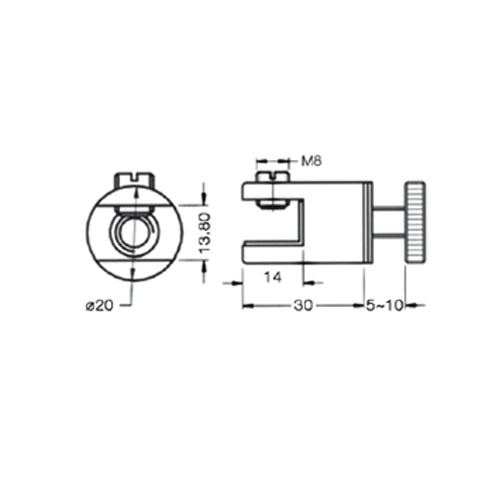 Conector vidrio-vidrio para repisa 5-10mm.