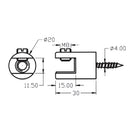 Conector muro-vidrio para repisa 5-10mm.
