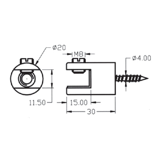 Conector muro-vidrio para repisa 5-10mm.