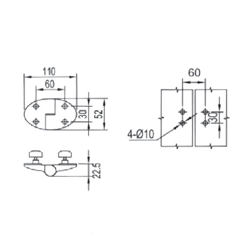 Par bisagras izquierdas SS304  Satinado.