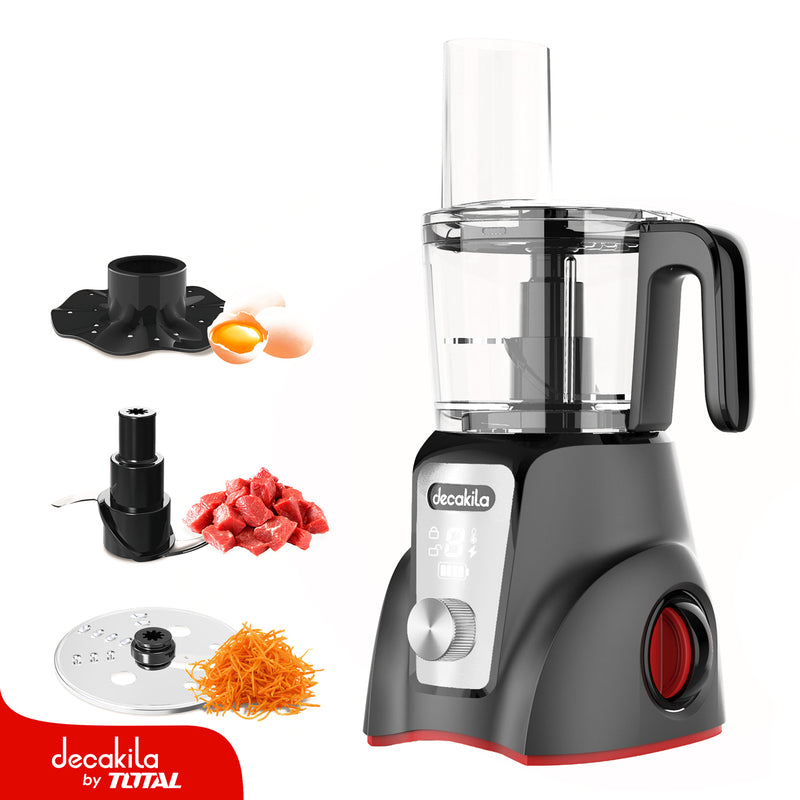Procesador de alimentos inalámbrico gris 250W 1.25L  Pica, rebana y corta. Batería y Cargador por separado.