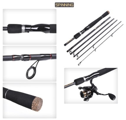 Caña de pescar 2.4 m Spining 6 secciones