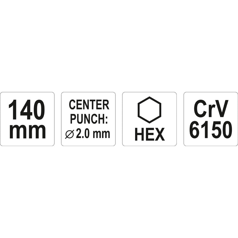 Centro punto punzón  2x140mm