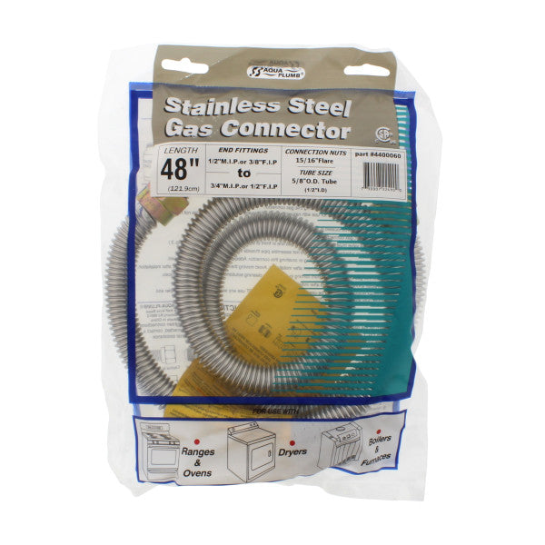 Manguera macho x macho para gas de 1/2" x 3/4" x 48"