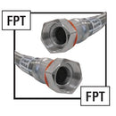 Manguera de acero inoxidable trenzado de 3/4"FPT x 3/4"FPT x 24" para calentador de agua