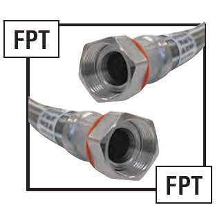 Manguera de acero inoxidable trenzado de 3/4"FPT x 3/4"FPT x 24" para calentador de agua