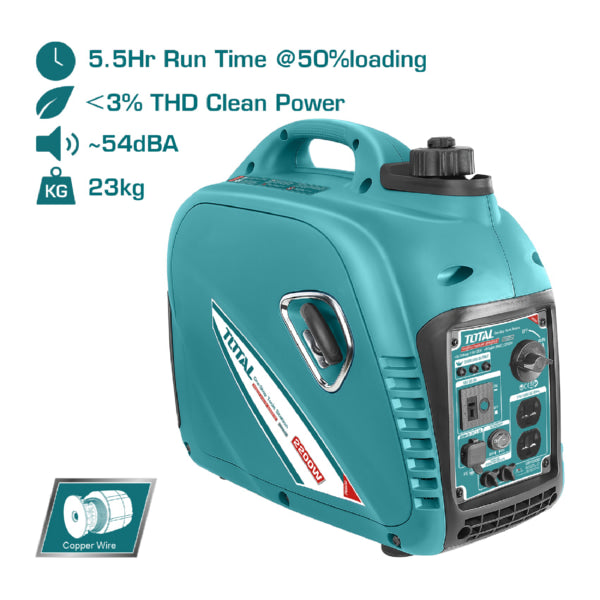 Generador 2200W Inverter Inversor de Gasolina. 110-120V.Tiempo de Uso 5.5h 23 Kg.