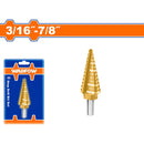 Broca escalonada 3/16"-7/8". Diámetro de vástago: 3/8". Pasos: 1/16".
