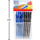 Bolígrafo retráctil, 8 pzs., Azul y Negro, PB