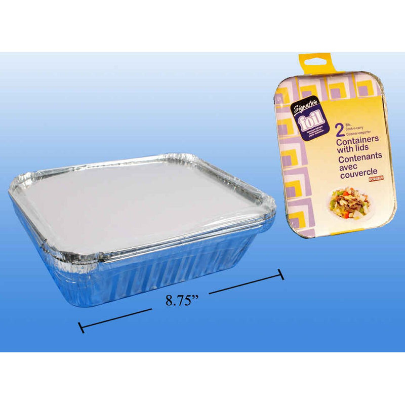 Recipiente de aluminio de 2 piezas y 3 lb con tapas, 8.75 "x6.75" x2 "