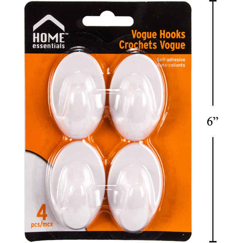 Ganchos de plástico pared Vogue de 4 piezas, autoadhesivos