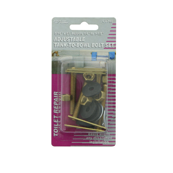 Juego de pernos ajustables de 5/16" x 3" para tanques de inodoros