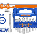 Llaves en L para sockets 1/2" de 6 piezas. Cr-V. Acero Industrial. Tratamiento térmico. (Juego)