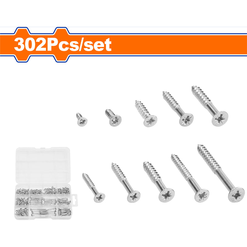 Tornillos autorroscantes. Cabeza avellanada. Acero al carbono. Galvanizado. (302 pzas) Se vende en Kit. Auto enrosca