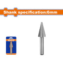 Fresa Lima Rotativa Cónica.GCr15. Vástago:6mm. Cabeza:13mm. Para motortool.