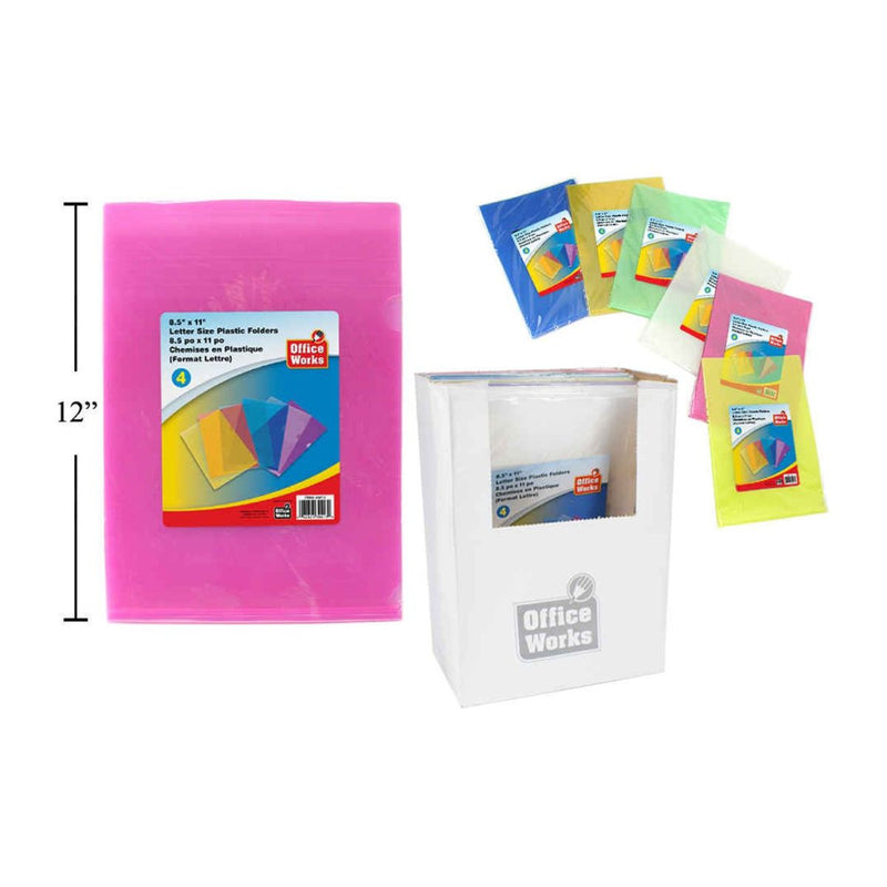Carpeta carta  en color transparente, 4 piezas, 8-5 "x 11"  (Viene en colores variados al azar)