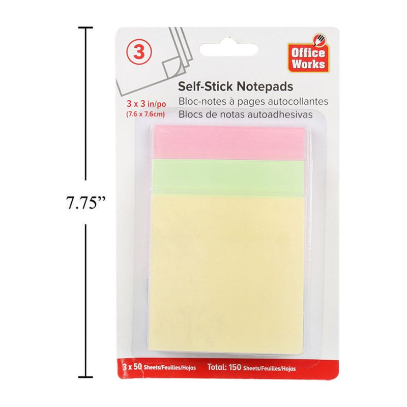 Paquete de 3 notas adhesivas de 3 x 3 " post it