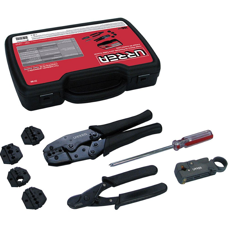 Juego básico para ponchadora de cable coaxial 9 piezas Urrea