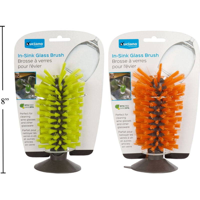 Cepillo para vasos fregadero con ventosas Luciano (1pza) (Viene en colores variados al azar)