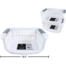 Cesta apilable organizador con asas de colores, tarjeta de inserción,