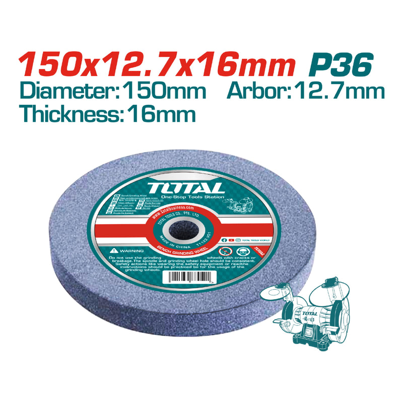 Rueda abrasiva circular. Grano 36. Tamaño: 150 x 12.7 x 16mm